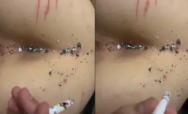 女生宿舍脅迫同班女生脫光衣服用手機拍她逼,還把煙灰彈在她屁眼上