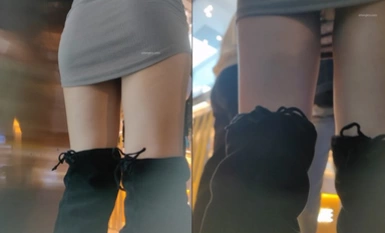 XLBCD原創超性感高顏包臀裙美女超長時間白色丁字褲抄底特寫擼點十足超清4K原版