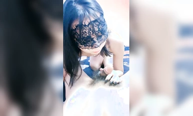 A young lady with poor breasts and a slim figure! Pale skin! Cherry mouths eating big cock, riding position fucking pussy!