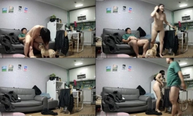 駭客破解網路攝影機偷拍姊夫和小阿姨趁著姊姊沒回家在沙發上草逼小狗好奇抵近觀陰