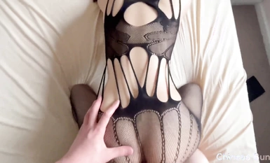 Chinese bunny girl with big tits loves morning exercises.