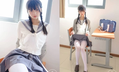 萬眾矚目女神終於露了！微博SSS純天然極品治癒系清純美女【赤西夜夜】萬元定製-雙馬尾JK