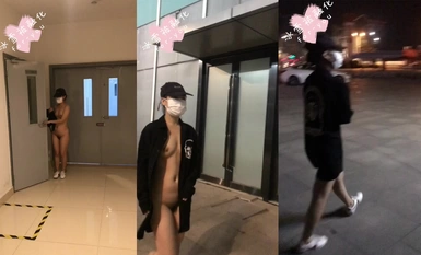 Cô gái phúc lợi bị lộ @ Băng và tuyết đang tan chảy trong trung tâm mua sắm