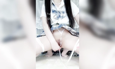 點點 JK白絲格子裙 (1)