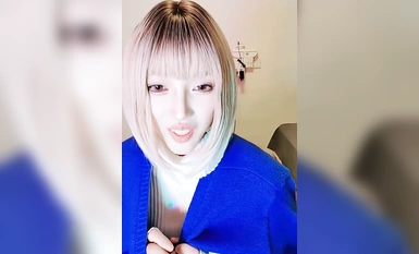 짧은 머리 귀여운 메쉬 얼굴 여신 딩코프 (2)