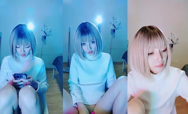 짧은 머리 귀여운 메쉬 얼굴 여신 딩코프 (2)