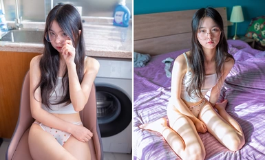 Amateur Fisherman Lin Shuci Transparent Panties Stockings Footjob