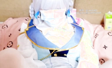 M-Ncoszj561" cos Kamisato Ayaka, a young white tiger's pussy, pink, tender and tight, developed by her master into a little bitch.