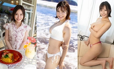 328HMDNV-694 [乾淨整潔的女播音員型] 27歲的短髮年輕妻子，看起來像Natsu○3○ 和她的出軌伴侶一起逃到夏天的大海與最好的已婚女人的最好的出軌中出性愛。