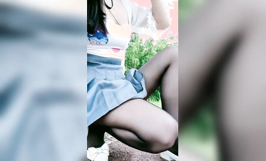 Field Master@Cô gái ngực bự ngoài trời đeo máy rung đi chơi và biểu diễn phúc lợi chiến đấu tay đôi (2)