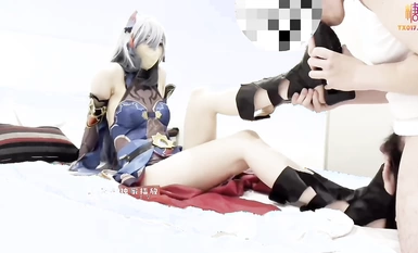 二次元蘿莉【M-N】極品Cos性愛系列美少女 175cm長腿御姐星鐵判官寒鴉 足控變態抽插 無套享用蜜穴激射玉足