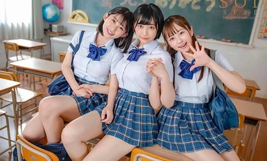 [モザイク破壊]STARS-308 教育実習生が巨根と聞きつけ校内中どこでも求愛ハーレム4Pを仕掛ける学園一美少女トリオ