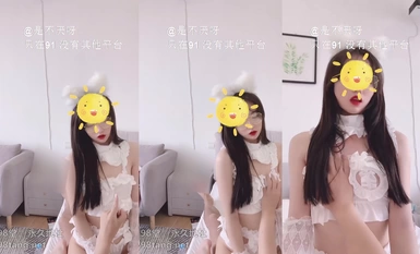 【不見星空】白色情趣喵咪女僕 超長巨根頂到肚擠眼非常享受肉棒在體內的感覺