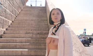 Street exposure and naked walking Bralessforever (Bitchinbubba) series of the best selection (19)