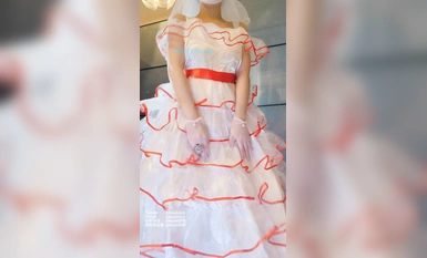 Naimi breasts wedding dress contrast nude dance