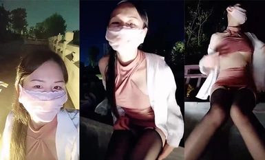 개인 전보 그룹 VIP 혜택, 백일홍 야외 노출, 매우 섹시한 암캐 [작은 찹쌀 공] 소품 이중 삽입 오르가즘 분출, 보지 가득 (4)