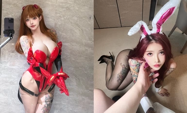 Người mẫu mạng xã hội xăm hình móng tay đẹp nhất với ngực khủng và mông béo TS "Spicy Gina" và "Naisi Xixi" Twitter đầy đủ tài nguyên (2)