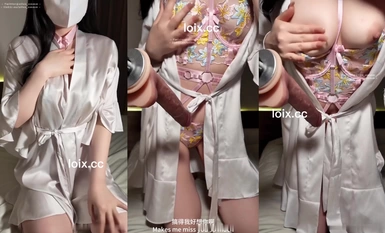 olive-居家小母狗发情篇，睡衣刺绣情趣内衣诱惑，炮机后入深插