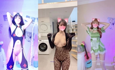 Twitter's best welfare girl, the sweet and salty goddess [Xiao Xianyun]'s latest new show in September, various sexy uniforms nude dance gradient, props Ziwei, full of masturbation points (1)
