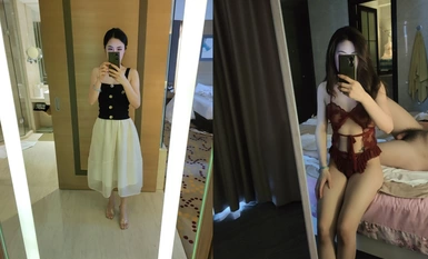 顔出しメガネの女性「錦江万達（シャオシャオ）」は、ゲストがさまざまなアイテムを使って自撮りできる高級クラブ「ワンワン」スタイルのサービスをフルセットで提供する（1）