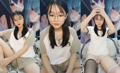 清纯粉嫩眼镜娘@酒窝小妹尺度福利秀(4)