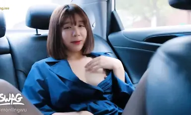 OSTP359 台灣SWAG 爆乳女神吳夢夢調教系列 黑絲高跟鞋穿風衣 挑戰戶外車上高潮 酒店啪啪巨乳搖拽