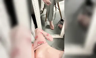 유밍 사진 학생 발 모델 맨발 흰 양말 옥발 쇼 컬렉션 (1)