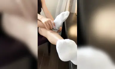 Yuming Photography Student Foot Model Bare Foot White Socks Jade Foot Show Collection (9)