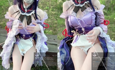 兔崽爱喷水(tuzaibaby ) 雷电将军边走边喷炮机喷水