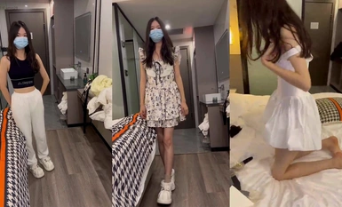 花柄のドレスを着た純粋で無垢な女子大生がプライベート写真撮影に招待されました。彼女はカメラマンに半ば本気で誘惑され、ピンクのオマンコを弄ばれます (2)