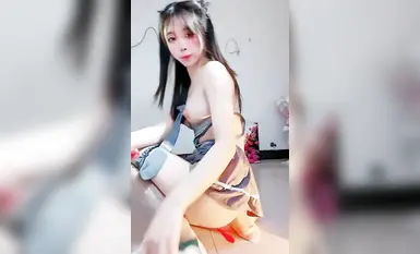 School beauty goddess [Lazy Sheep] naked dance, props masturbation, double holes open, white tiger tender hole (4)