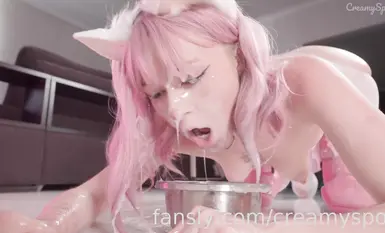 CreamySpot  #自慰 #炮機 #潮吹 #肥臀 #假精液 #白絲