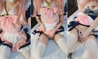 清純唯美小姐姐『萌白醬』粉色女僕紫薇，緊致粉嫩一線天饅頭美穴視覺感超強，人前小仙女人後小母狗